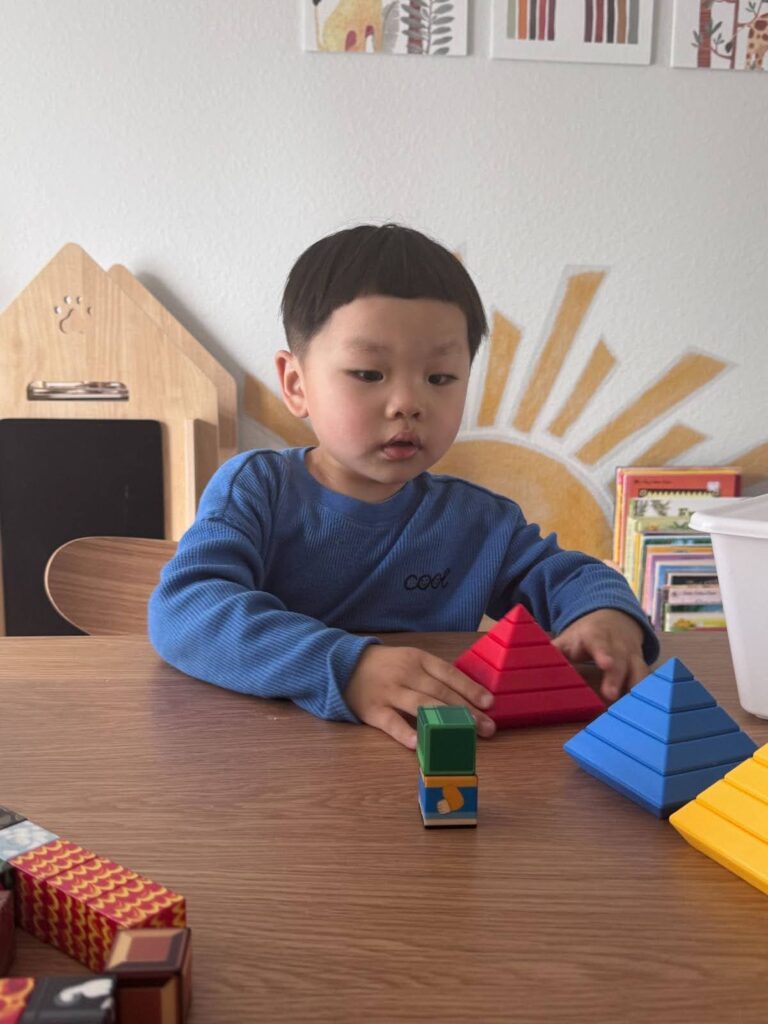 Organized block play area at Kido Heaven Child Care in Bothell, WA, promoting early STEM learning