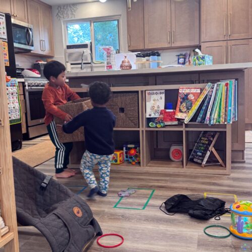 Multilingual board book collection in Bothell daycare
