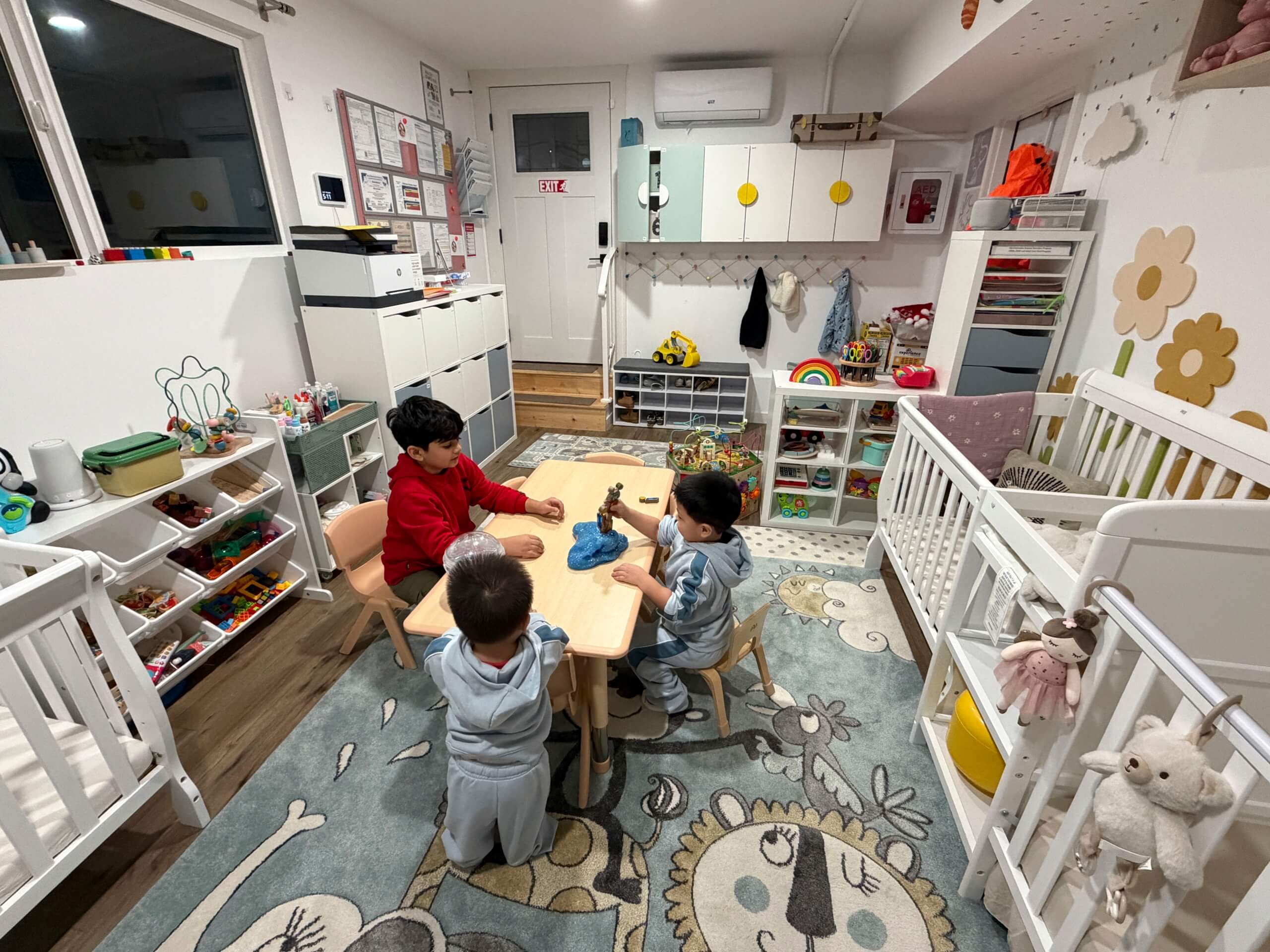 Puppet play in childcare classroom