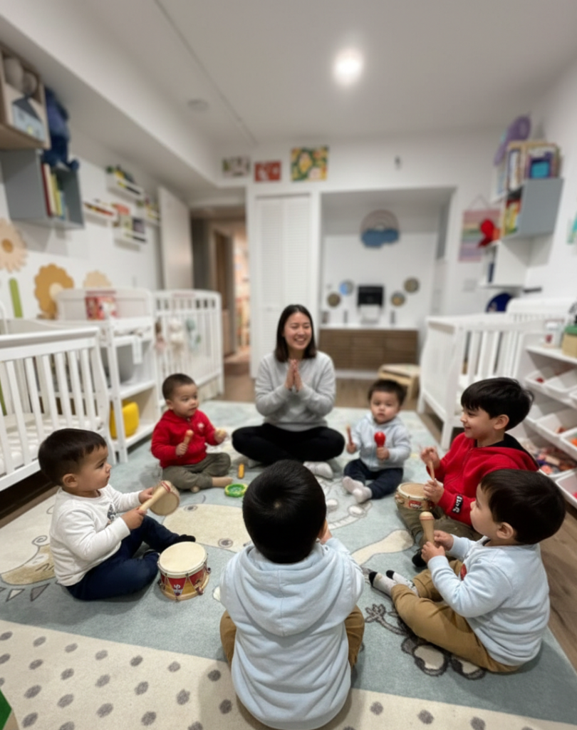 toddlers participating in music circle
